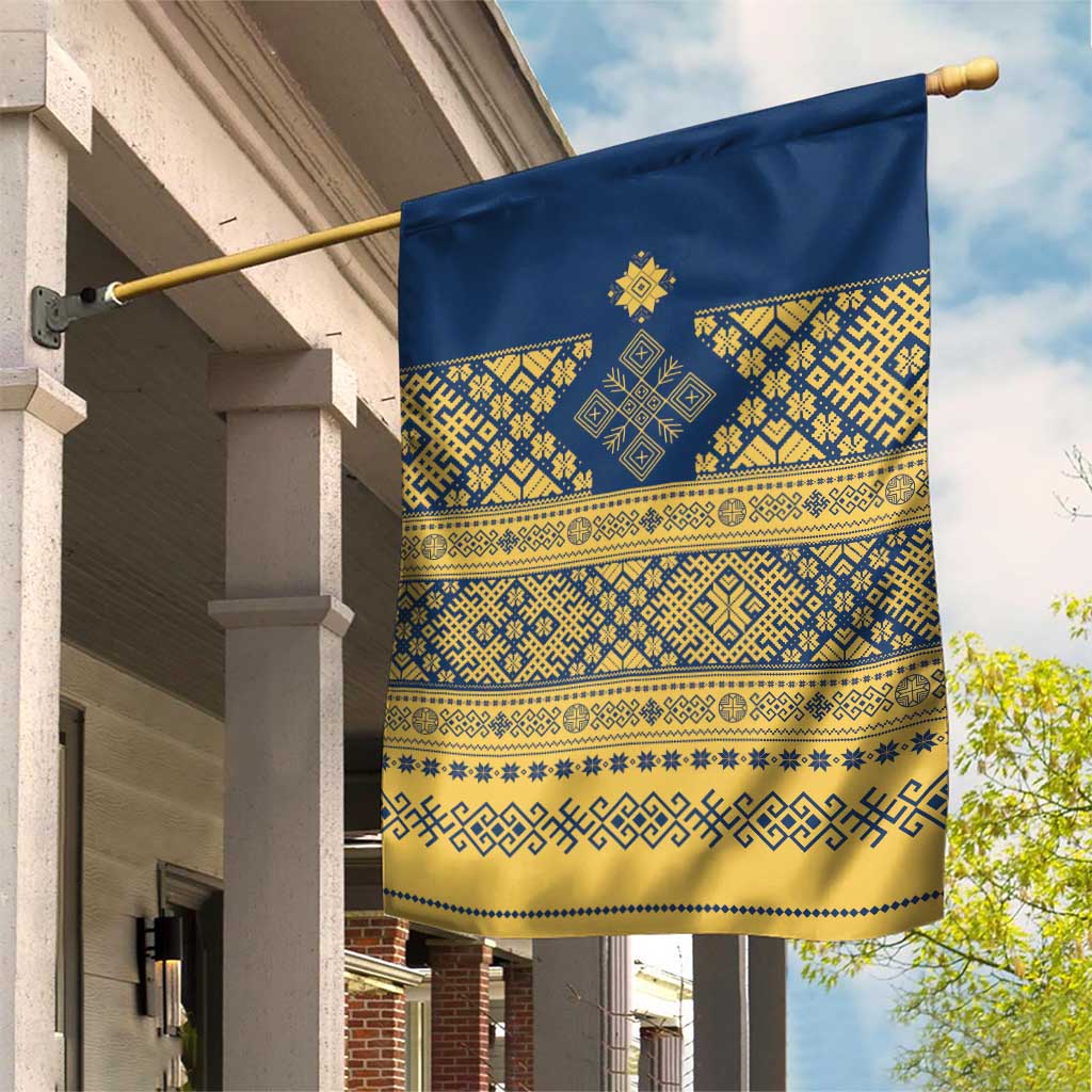 Latvia Jani Midsummer Garden Flag Blue Gold Latvijas Auseklis
