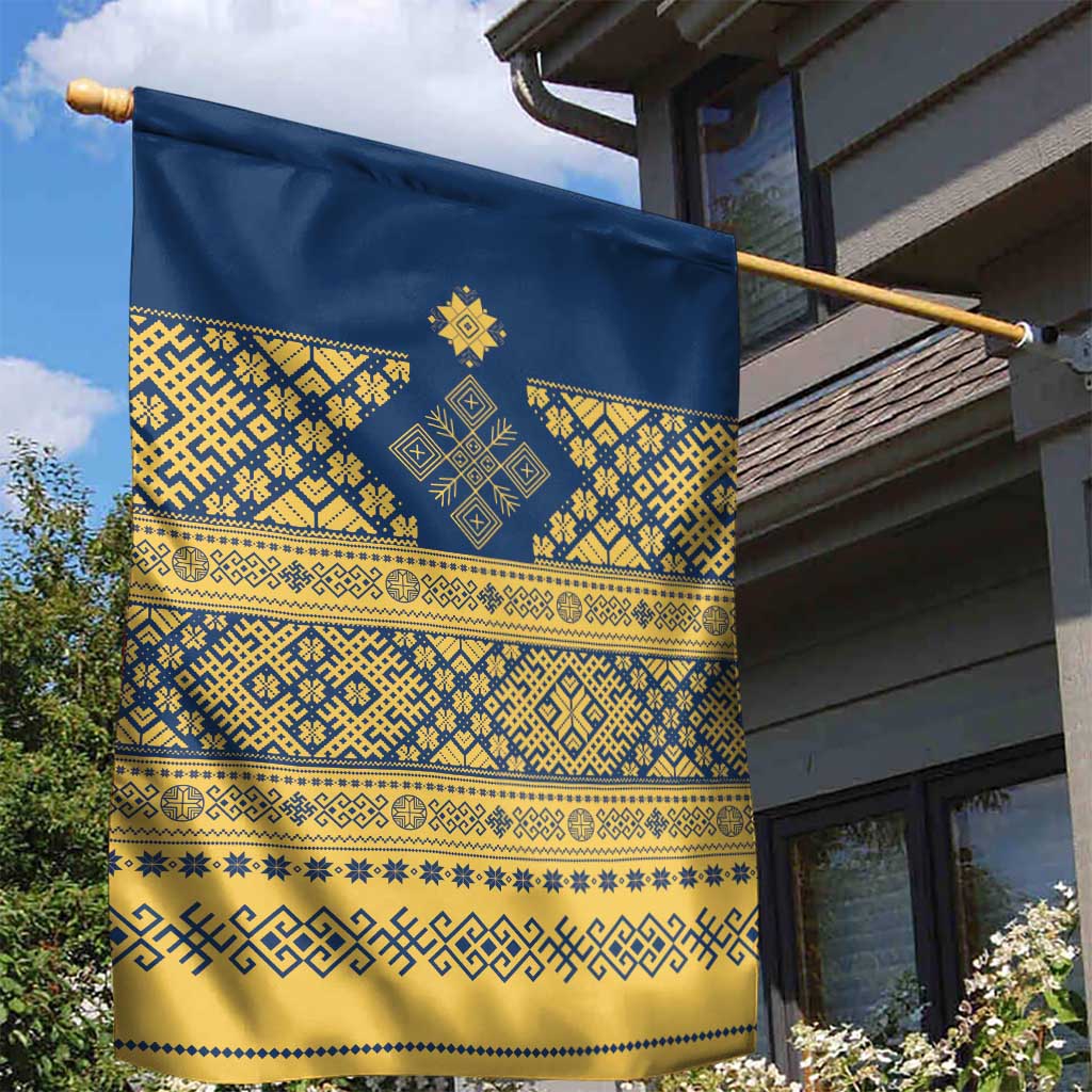 Latvia Jani Midsummer Garden Flag Blue Gold Latvijas Auseklis