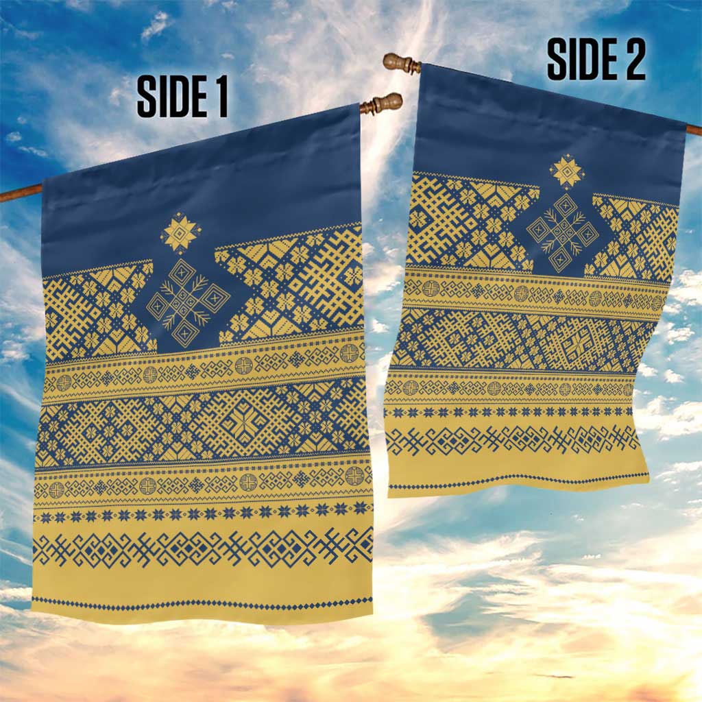 Latvia Jani Midsummer Garden Flag Blue Gold Latvijas Auseklis