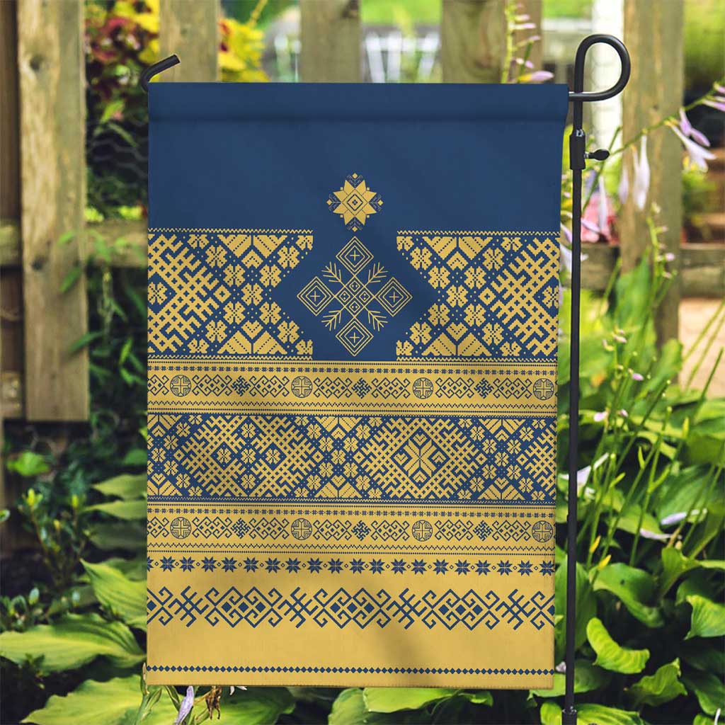 Latvia Jani Midsummer Garden Flag Blue Gold Latvijas Auseklis