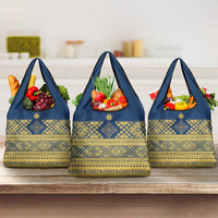 Latvia Jani Midsummer Grocery Bag Blue Gold Latvijas Auseklis