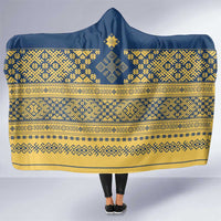 Latvia Jani Midsummer Hooded Blanket Blue Gold Latvijas Auseklis