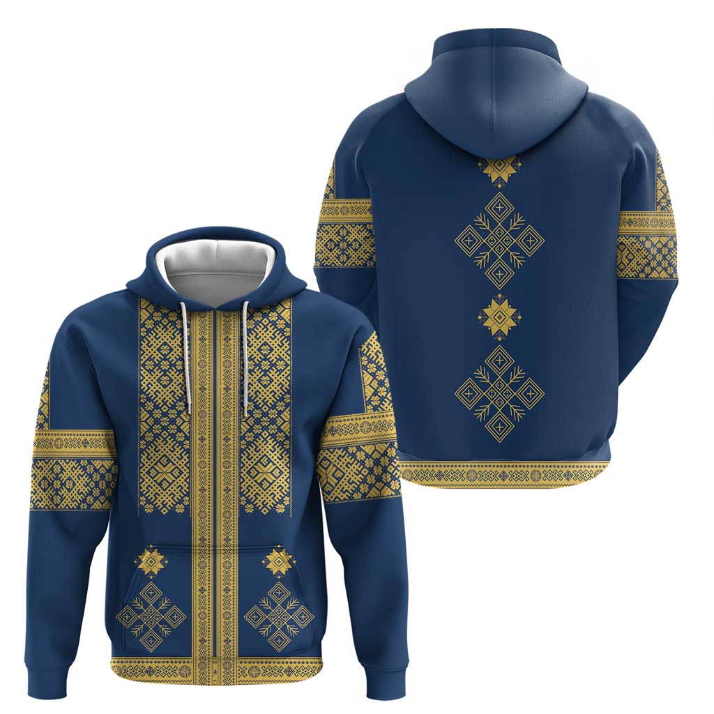 Latvia Jani Midsummer Hoodie Blue Gold Latvijas Auseklis