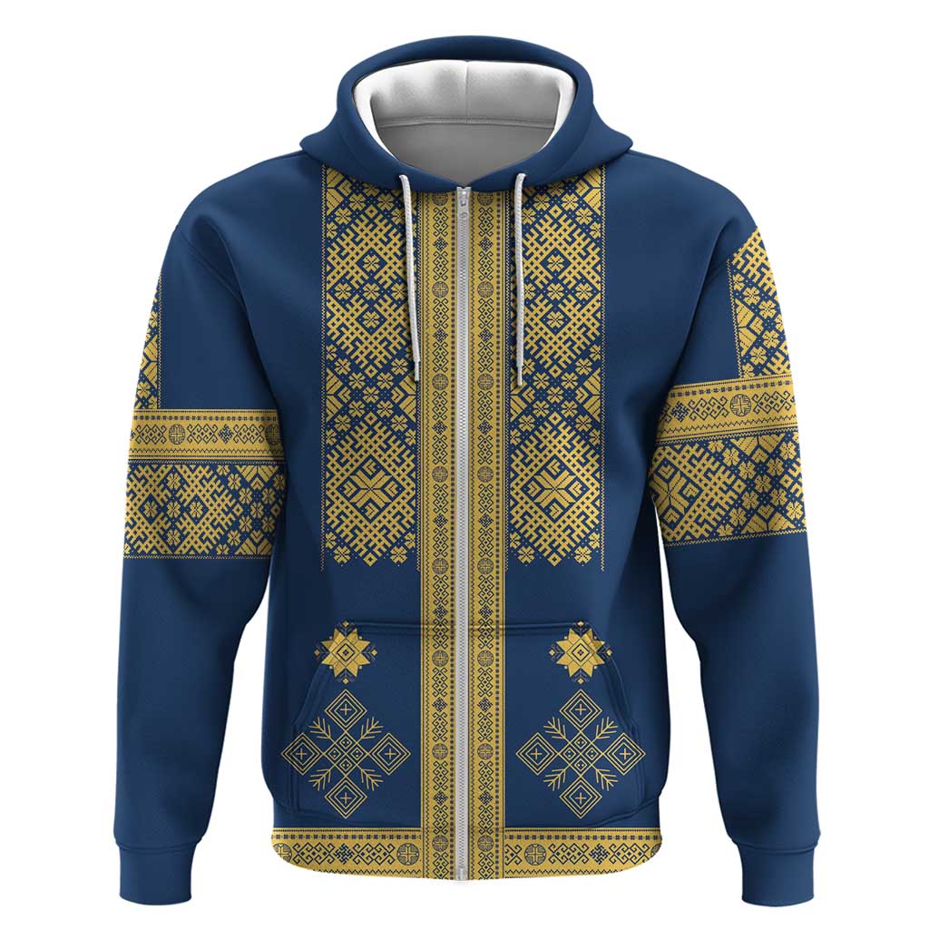 Latvia Jani Midsummer Hoodie Blue Gold Latvijas Auseklis