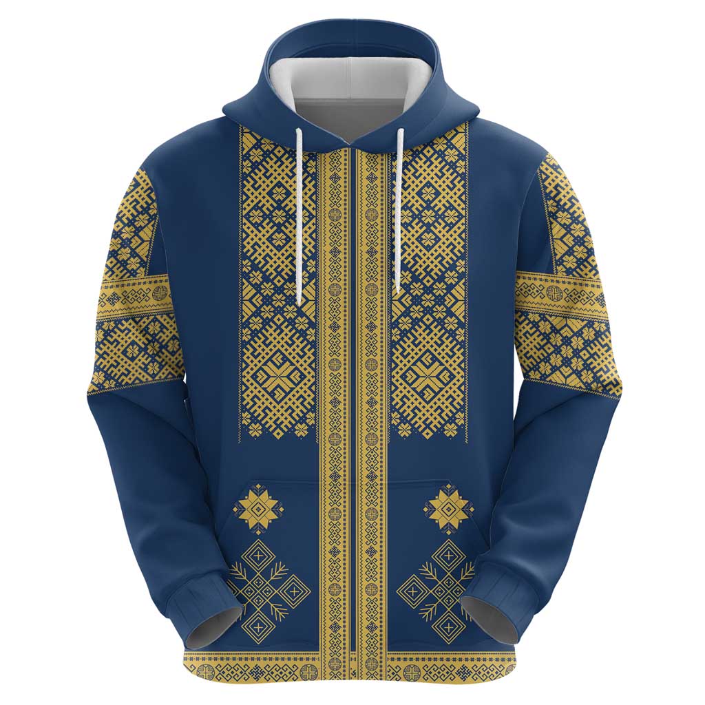 Latvia Jani Midsummer Hoodie Blue Gold Latvijas Auseklis
