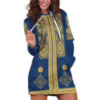 Latvia Jani Midsummer Hoodie Dress Blue Gold Latvijas Auseklis