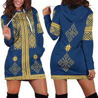 Latvia Jani Midsummer Hoodie Dress Blue Gold Latvijas Auseklis