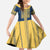 Latvia Jani Midsummer Kid Short Sleeve Dress Blue Gold Latvijas Auseklis