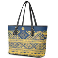 Latvia Jani Midsummer Leather Tote Bag Blue Gold Latvijas Auseklis