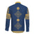 Latvia Jani Midsummer Long Sleeve Button Shirt Blue Gold Latvijas Auseklis