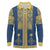Latvia Jani Midsummer Long Sleeve Polo Shirt Blue Gold Latvijas Auseklis