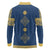 Latvia Jani Midsummer Long Sleeve Polo Shirt Blue Gold Latvijas Auseklis