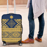 Latvia Jani Midsummer Luggage Cover Blue Gold Latvijas Auseklis