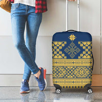 Latvia Jani Midsummer Luggage Cover Blue Gold Latvijas Auseklis