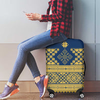 Latvia Jani Midsummer Luggage Cover Blue Gold Latvijas Auseklis