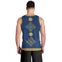 Latvia Jani Midsummer Men Tank Top Blue Gold Latvijas Auseklis