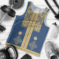Latvia Jani Midsummer Men Tank Top Blue Gold Latvijas Auseklis