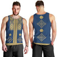Latvia Jani Midsummer Men Tank Top Blue Gold Latvijas Auseklis