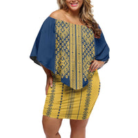 Latvia Jani Midsummer Off Shoulder Short Dress Blue Gold Latvijas Auseklis