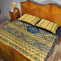 Latvia Jani Midsummer Quilt Bed Set Blue Gold Latvijas Auseklis