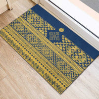 Latvia Jani Midsummer Rubber Doormat Blue Gold Latvijas Auseklis