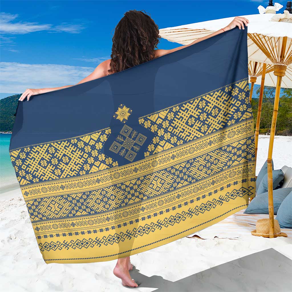 Latvia Jani Midsummer Sarong Blue Gold Latvijas Auseklis