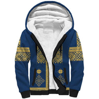 Latvia Jani Midsummer Sherpa Hoodie Blue Gold Latvijas Auseklis