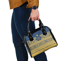 Latvia Jani Midsummer Shoulder Handbag Blue Gold Latvijas Auseklis