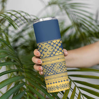 Latvia Jani Midsummer Skinny Tumbler Blue Gold Latvijas Auseklis