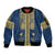 Latvia Jani Midsummer Sleeve Zip Bomber Jacket Blue Gold Latvijas Auseklis