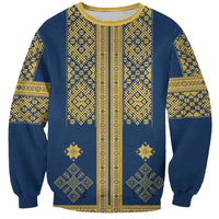Latvia Jani Midsummer Sweatshirt Blue Gold Latvijas Auseklis