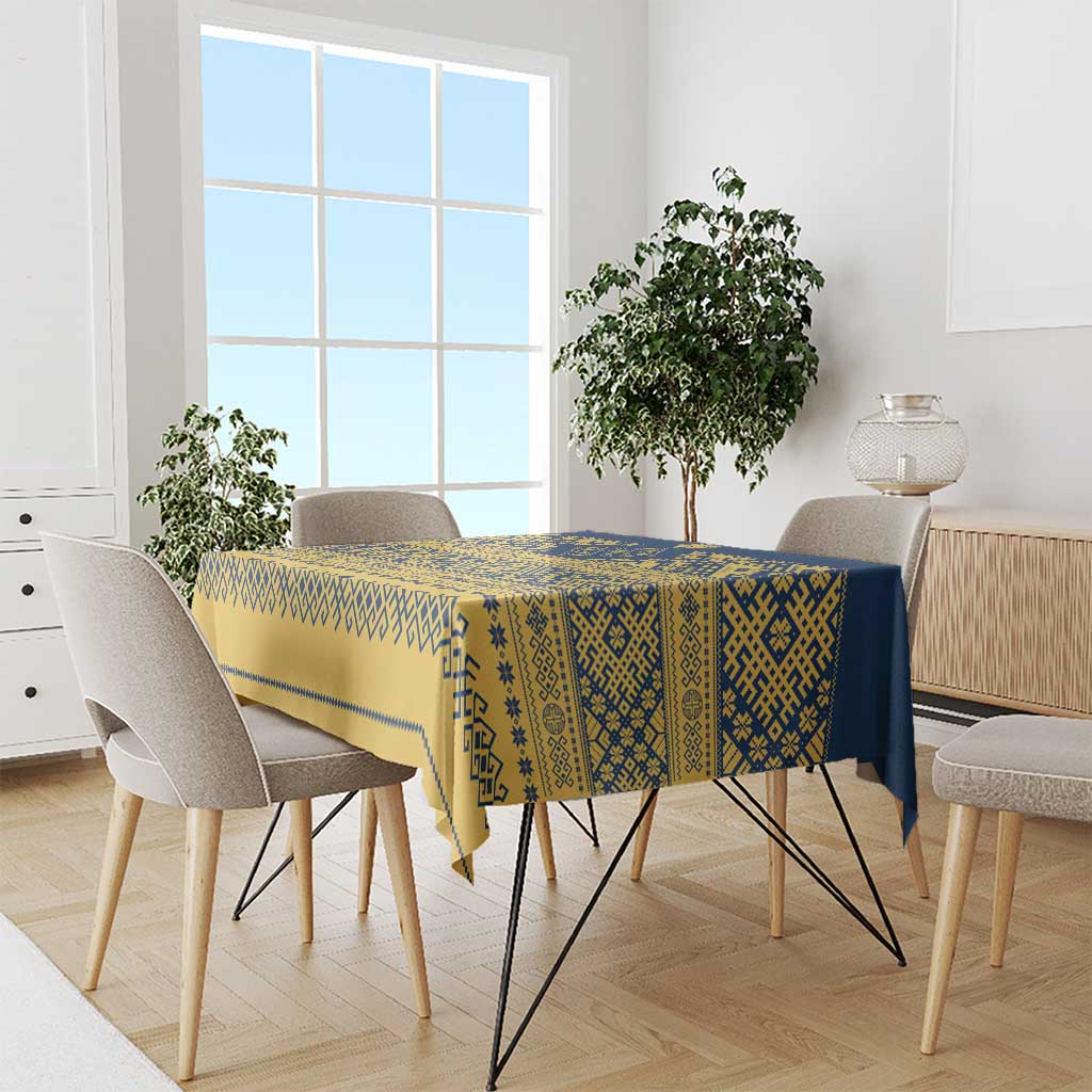 Latvia Jani Midsummer Tablecloth Blue Gold Latvijas Auseklis