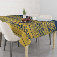 Latvia Jani Midsummer Tablecloth Blue Gold Latvijas Auseklis