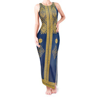 Latvia Jani Midsummer Tank Maxi Dress Blue Gold Latvijas Auseklis
