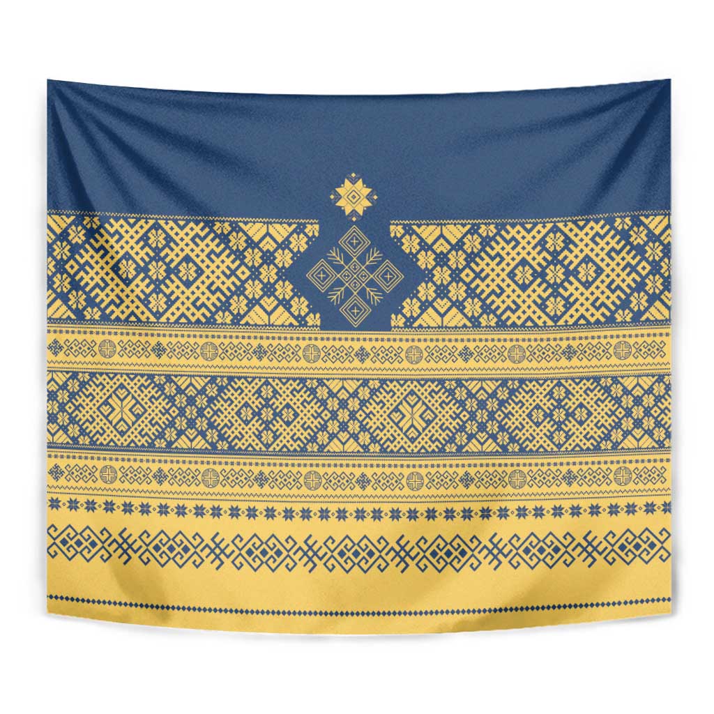 Latvia Jani Midsummer Tapestry Blue Gold Latvijas Auseklis