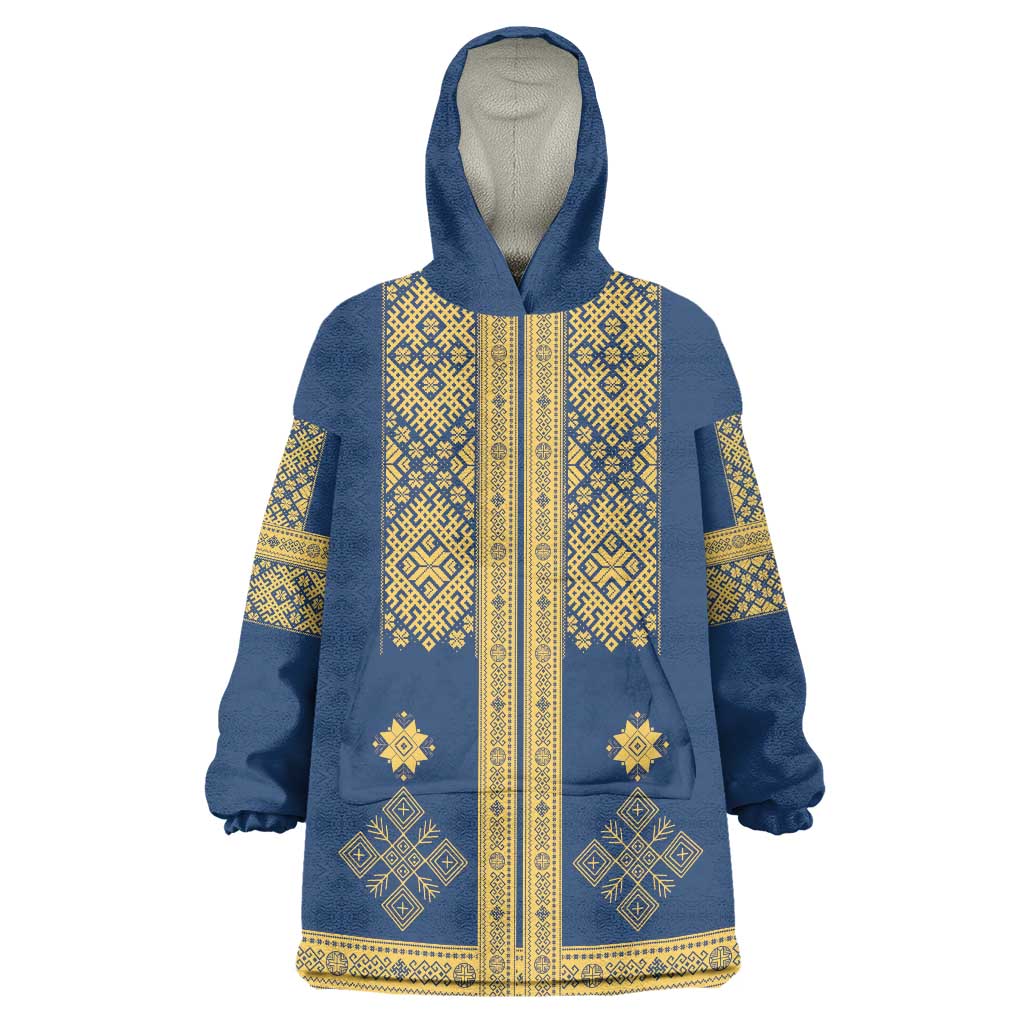 Latvia Jani Midsummer Wearable Blanket Hoodie Blue Gold Latvijas Auseklis
