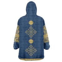 Latvia Jani Midsummer Wearable Blanket Hoodie Blue Gold Latvijas Auseklis