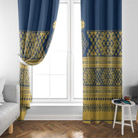 Latvia Jani Midsummer Window Curtain Blue Gold Latvijas Auseklis