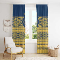 Latvia Jani Midsummer Window Curtain Blue Gold Latvijas Auseklis