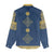 Latvia Jani Midsummer Women Casual Shirt Blue Gold Latvijas Auseklis
