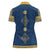 Latvia Jani Midsummer Women Polo Shirt Blue Gold Latvijas Auseklis