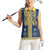 Latvia Jani Midsummer Women Sleeveless Polo Shirt Blue Gold Latvijas Auseklis