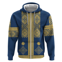 Latvia Jani Midsummer Zip Hoodie Blue Gold Latvijas Auseklis