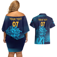 Sri Lanka Cricket Lion World Cup 2024 Couples Matching Off Shoulder Short Dress and Hawaiian Shirt Gradient Inspiration LT7 - Wonder Print Shop