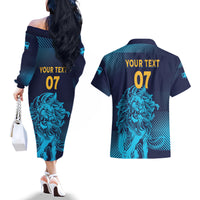 Sri Lanka Cricket Lion World Cup 2024 Couples Matching Off The Shoulder Long Sleeve Dress and Hawaiian Shirt Gradient Inspiration LT7 - Wonder Print Shop