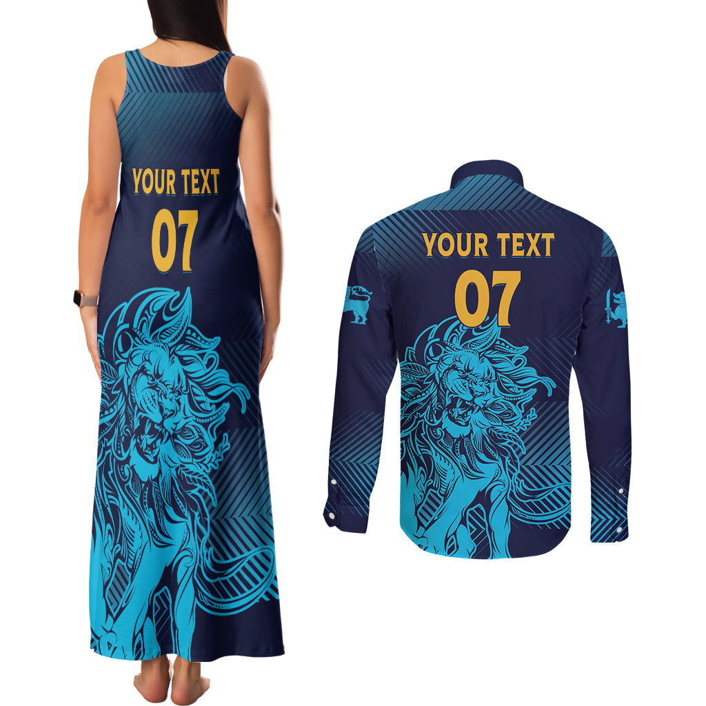 Sri Lanka Cricket Lion World Cup 2024 Couples Matching Tank Maxi Dress and Long Sleeve Button Shirt Gradient Inspiration LT7 - Wonder Print Shop