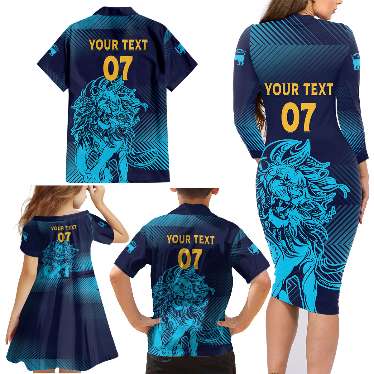 Sri Lanka Cricket Lion World Cup 2024 Family Matching Long Sleeve Bodycon Dress and Hawaiian Shirt Gradient Inspiration LT7 - Wonder Print Shop