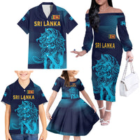 Sri Lanka Cricket Lion World Cup 2024 Family Matching Off The Shoulder Long Sleeve Dress and Hawaiian Shirt Gradient Inspiration - Wonder Print Shop