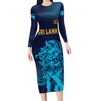 Sri Lanka Cricket Lion World Cup 2024 Long Sleeve Bodycon Dress Gradient Inspiration - Wonder Print Shop