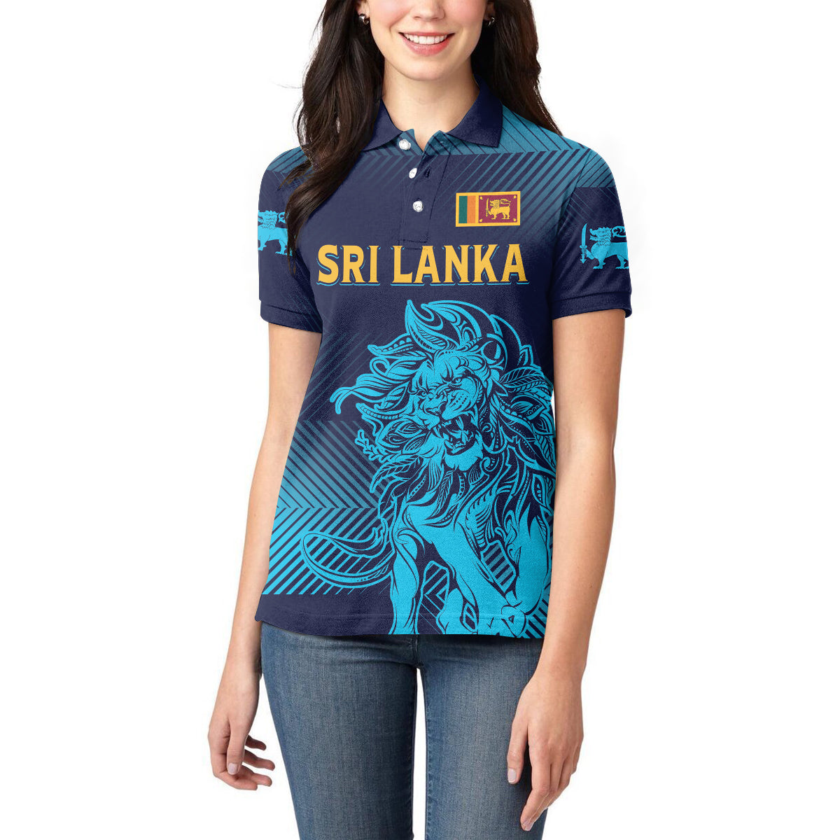 Sri Lanka Cricket Lion World Cup 2024 Women Polo Shirt Gradient Inspiration - Wonder Print Shop